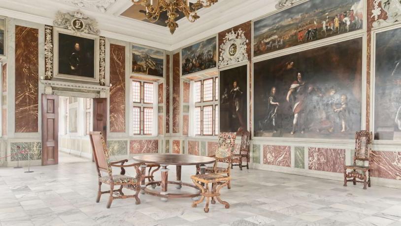 Der Audienzsaal im Schloss Frederiksborg mit aufwendiger Dekoration im 18. Jahrhundert.